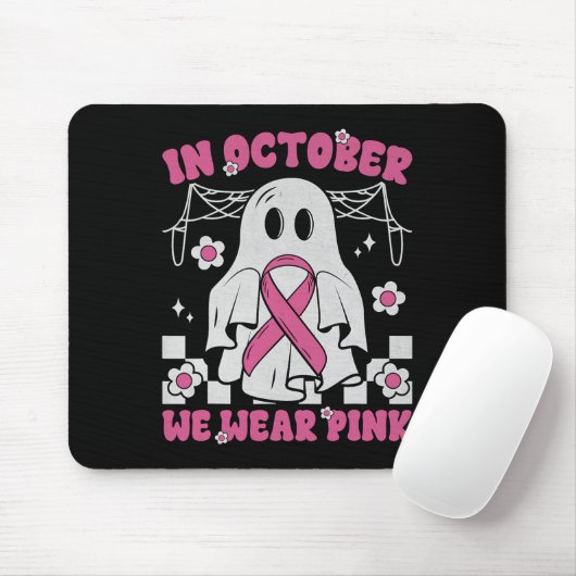 Groovy Wear Pink Brustkrebs Krieger Niedlich Ghost Mousepad (Mit Mouse)