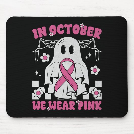 Groovy Wear Pink Brustkrebs Krieger Niedlich Ghost Mousepad (Vorne)
