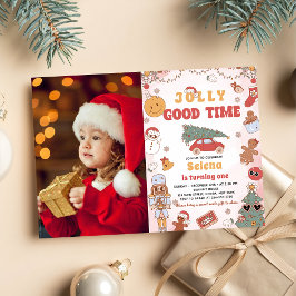 Groovy Weihnachten Geburtstagsparty Jolly gute Zei Einladung