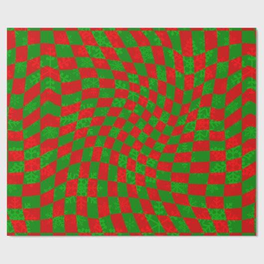 Groovy Weihnachten gecheckt Wirblen Schneeflocken  Geschenkpapier (Flach)