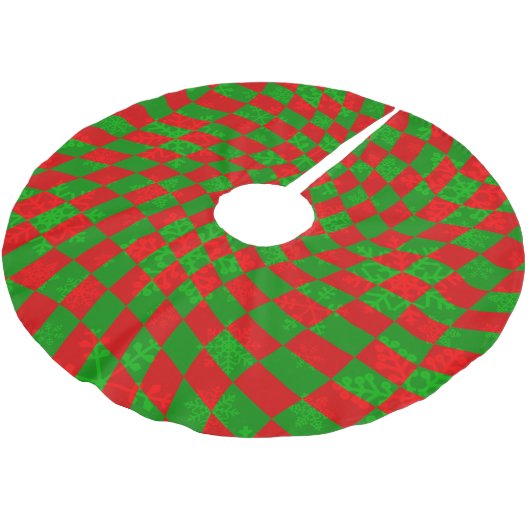 Groovy Weihnachten gecheckt Wirblen Schneeflocken  Polyester Weihnachtsbaumdecke (Schrägansicht)