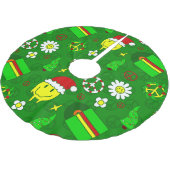 Groovy Weihnachten glücklich Gesicht santa 1970er Polyester Weihnachtsbaumdecke (Schrägansicht)