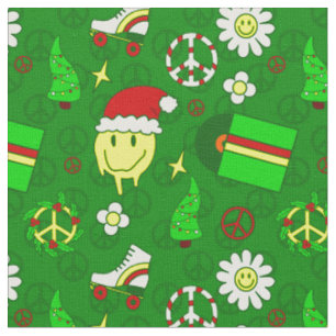 groovy weihnachten glückliches gesicht santa 1970e stoff