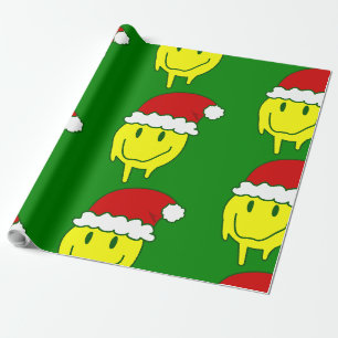 groovy weihnachten glückliches gesicht santa tropf geschenkpapier