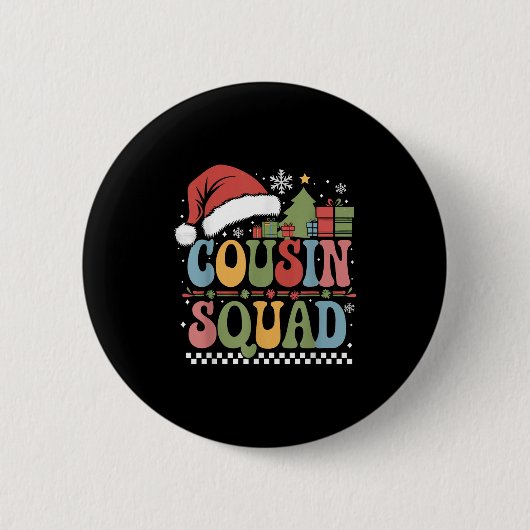 Groovy Weihnachts-Cousin Squad Xmas Matching Boys Button (Vorderseite)