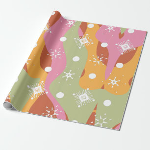 Groovy Weihnachts-Schneeflocken-Wellen Geschenkpapier