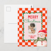 Groovy Weihnachts-Schneemann-Foto Postkarte (Vorne/Hinten)