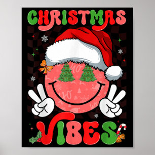 Groovy Weihnachts Stimmung Smile Gesicht Santa Hut Poster