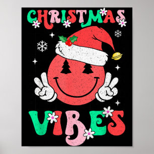 Groovy Weihnachts Stimmung Smile Gesicht Santa Hut Poster