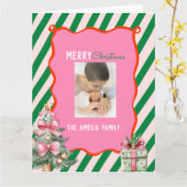 Groovy Weihnachtsbaum-Doodle-Foto  Karte (Gelbe Blume)