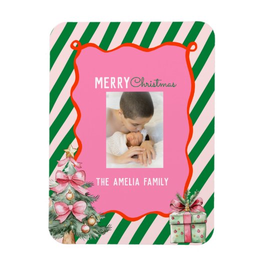 Groovy Weihnachtsbaum-Doodle-Foto  Magnet (Vertikal)