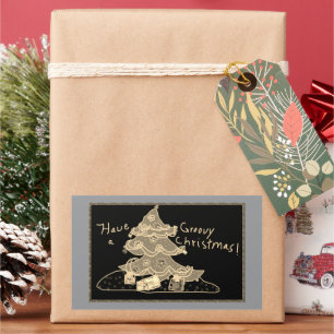 Groovy-Weihnachtsfeier-Aufkleber Rechteckiger Aufkleber