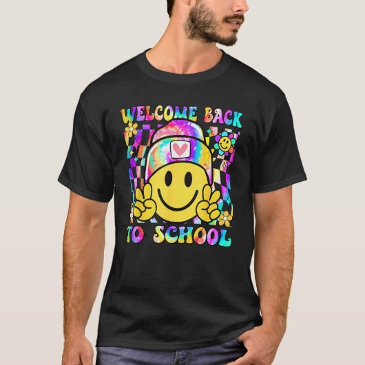 Groovy Welcome Back To School Tie Dye Teacher Stud T-Shirt (Vorderseite)