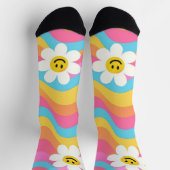 Groovy Wellige Smiley-Blumen Retro Socken (Oben)