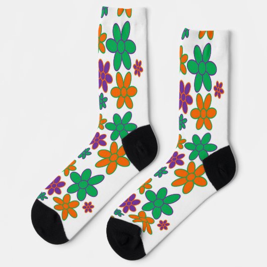 Groovy White 70er Blume Socks Socken (Linkes Detail)