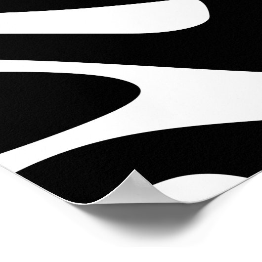 Groovy White and Black Art, Zebra Inspiriert Art Poster (Ecke)
