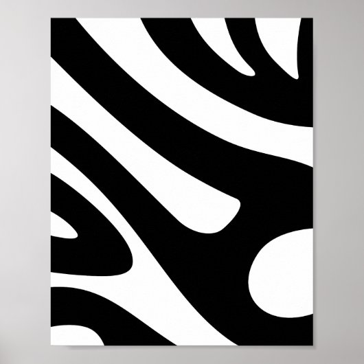 Groovy White and Black Art, Zebra Inspiriert Art Poster (Vorne)