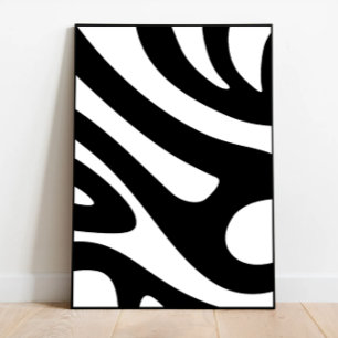 Groovy White and Black Art, Zebra Inspiriert Art Poster