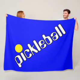 Groovy White Yellow PICKLEBALL auf Hellblau Fleecedecke