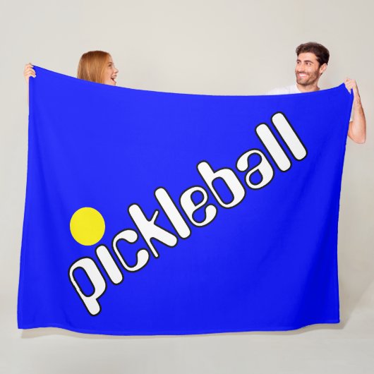 Groovy White Yellow PICKLEBALL auf Hellblau Fleecedecke (Beispiel)