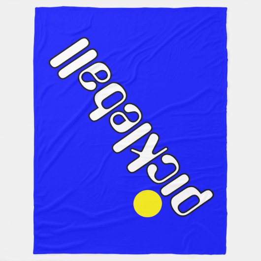 Groovy White Yellow PICKLEBALL auf Hellblau Fleecedecke (Vorderseite)