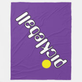 Groovy White Yellow PICKLEBALL auf Royal Lila Fleecedecke (Vorderseite)