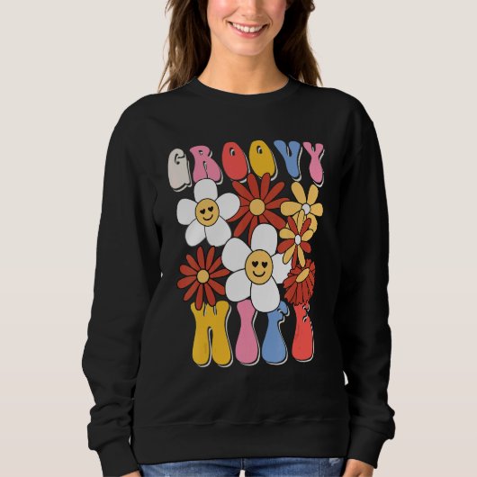 Groovy Wife Mothers Day Retro 60s 70s 80s Family M Sweatshirt (Vorderseite)
