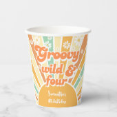 Groovy wild and four retro sun kids birthday pappbecher (Vorderseite)
