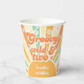 Groovy wild and two retro sun kids birthday pappbecher (Rückseite)
