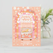 Groovy Wild & Three Birthday Invitation Einladung (Stehend Vorderseite)
