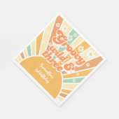 Groovy wild und drei Retro-Sonnen-Kindergeburtstag Serviette (Ecke)
