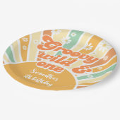Groovy wild und ein Retro-Kindergeburtstag Pappteller (Schrägansicht)