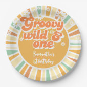 Groovy wild und ein Retro-Kindergeburtstag Pappteller (Vorderseite)