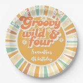 Groovy wild und vier Retro-Kindergeburtstag Pappteller (Vorderseite)