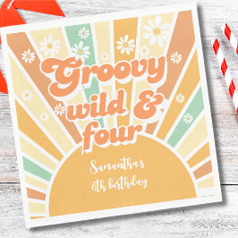 Groovy wild und vier Retro-Kindergeburtstag Serviette