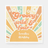 Groovy wild und vier Retro-Kindergeburtstag Serviette (Vorderseite)