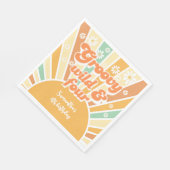 Groovy wild und vier Retro-Kindergeburtstag Serviette (Ecke)