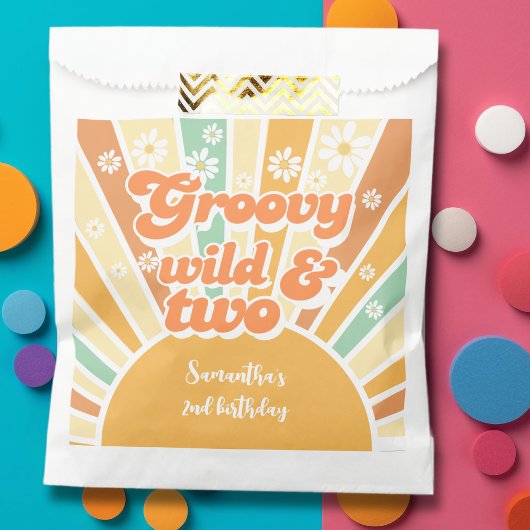 Groovy wild und zwei Retro-Sonnen-Kindergeburtstag Geschenktütchen