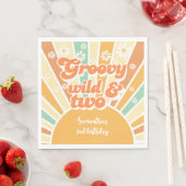 Groovy wild und zwei Retro-Sonnen-Kindergeburtstag Serviette (Beispiel)