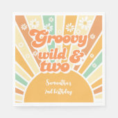 Groovy wild und zwei Retro-Sonnen-Kindergeburtstag Serviette (Vorderseite)