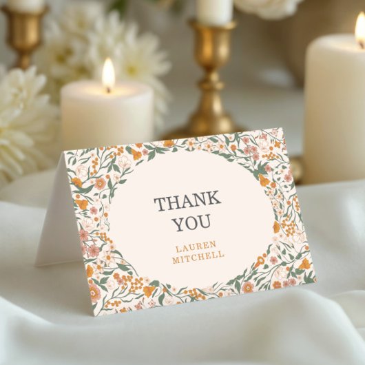 Groovy Wildflower Hochzeit Dankeskarte