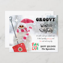 GROOVY WINTER WISHES HOLIDAY POSTCARD
