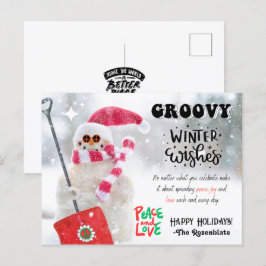 GROOVY WINTER WISHES HOLIDAY POSTCARD POSTKARTE