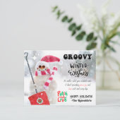 GROOVY WINTER WISHES HOLIDAY POSTCARD POSTKARTE (Stehend Vorderseite)