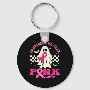 Groovy Wir tragen einen rosa Brustkrebs-Bewusstsei Schlüsselanhänger