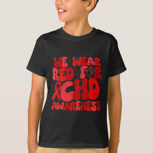 Groovy Wir Tragen Rot Für Chd-Bewusstsein Herzkran T-Shirt