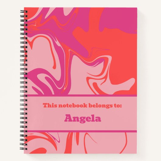 Groovy, Wirbel orange und rosa, anpassbar Notizblock (Vorderseite)