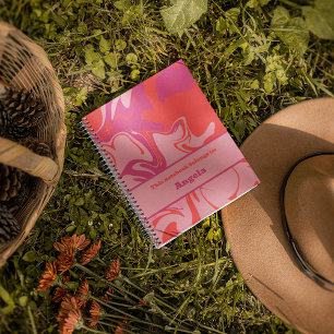 Groovy, Wirbel orange und rosa, anpassbar Notizblock