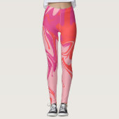 Groovy, Wirbel orange und rosa Muster Leggings (Vorderseite)