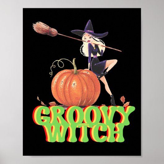 GROOVY WITCH lustige Halloween-Hexen Poster (Vorne)